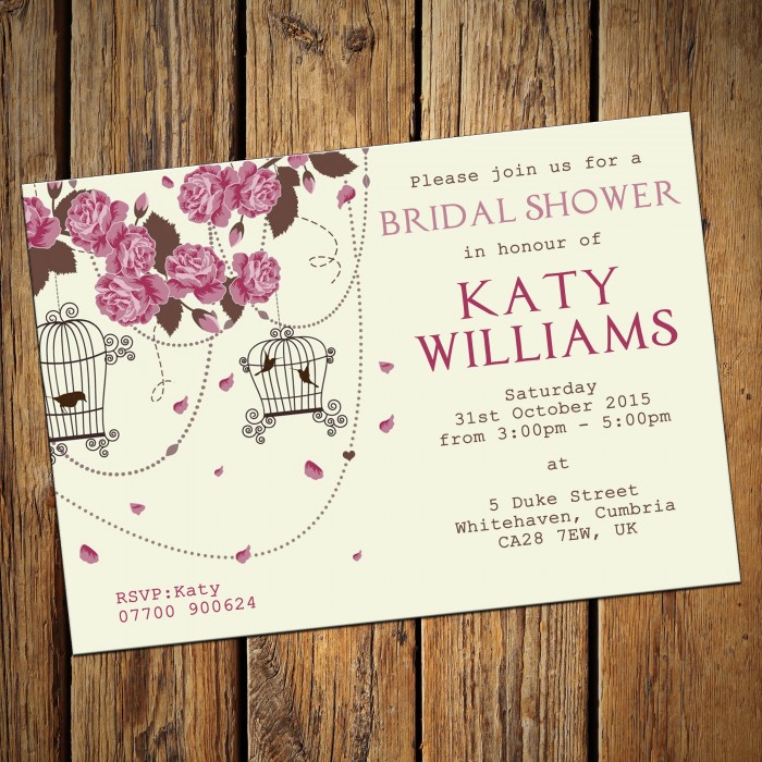 Bridal Wedding Shower Invitations & Envelopes - Design No 1